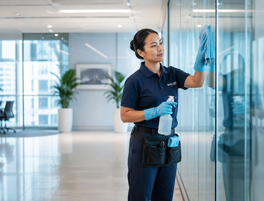 ANG SOO PTE. LTD. commercial cleaning team at work in Singapore
